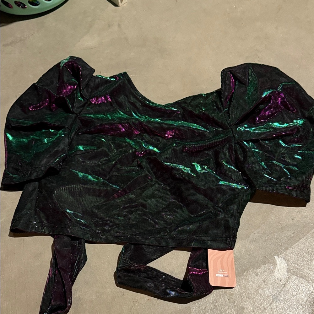 SHEIN Iridescent Black and Green Blouse